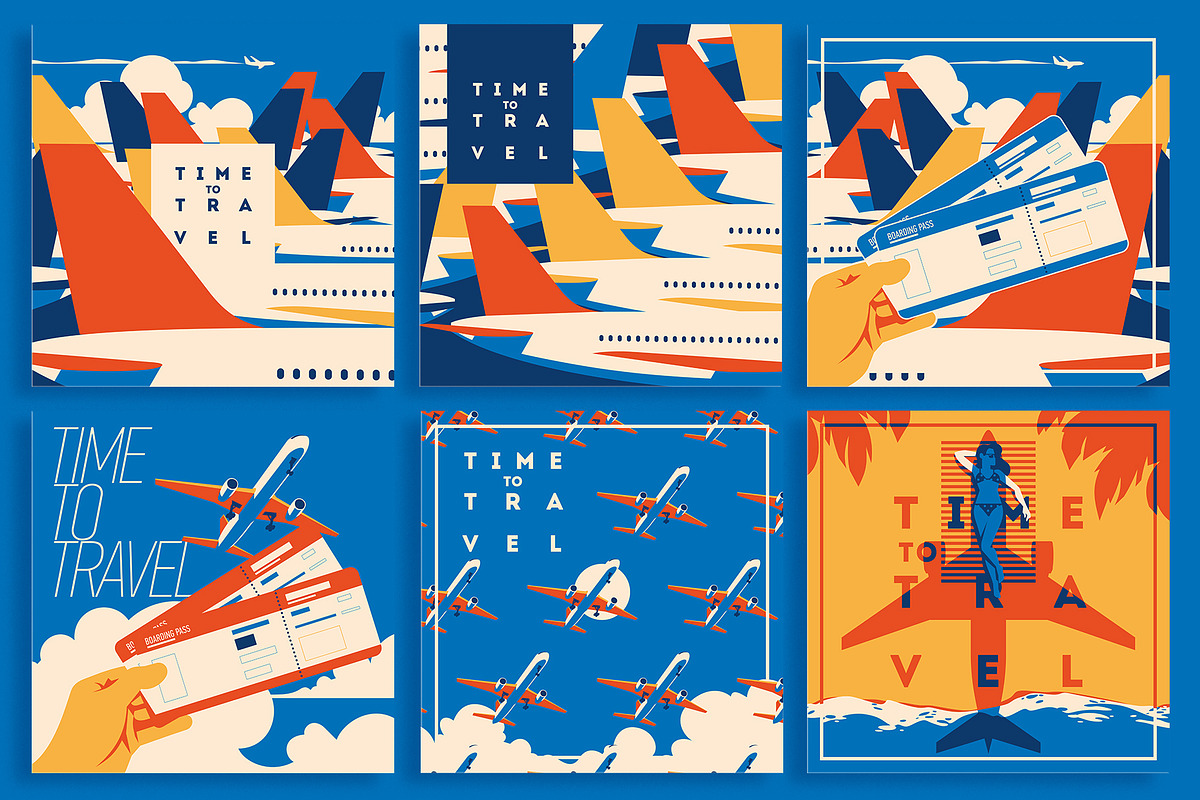 16 AirTravel Illustrations, a Decorative Illustration by Alexander Baidin (Photo 11 of 12)