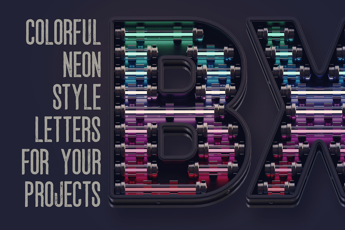 Colorful Neon 3D Lettering, a Graphic by TVartworks (Photo 7 of 13)