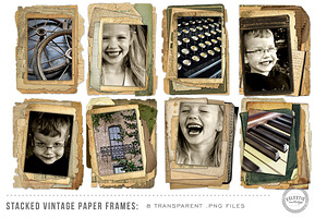 8 Stacked Vintage Paper Frames