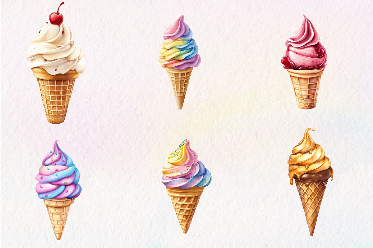 Ice Cream Cone Clipart, an Illustration by CreationArt (Photo 2 of 9)