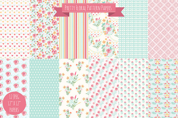 Pretty Floral Digital Papers preview 2