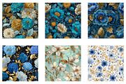 Blue and Gold Floral Pattern, a Pattern Graphic by CreationArt (Thumbnail 4 of 5)