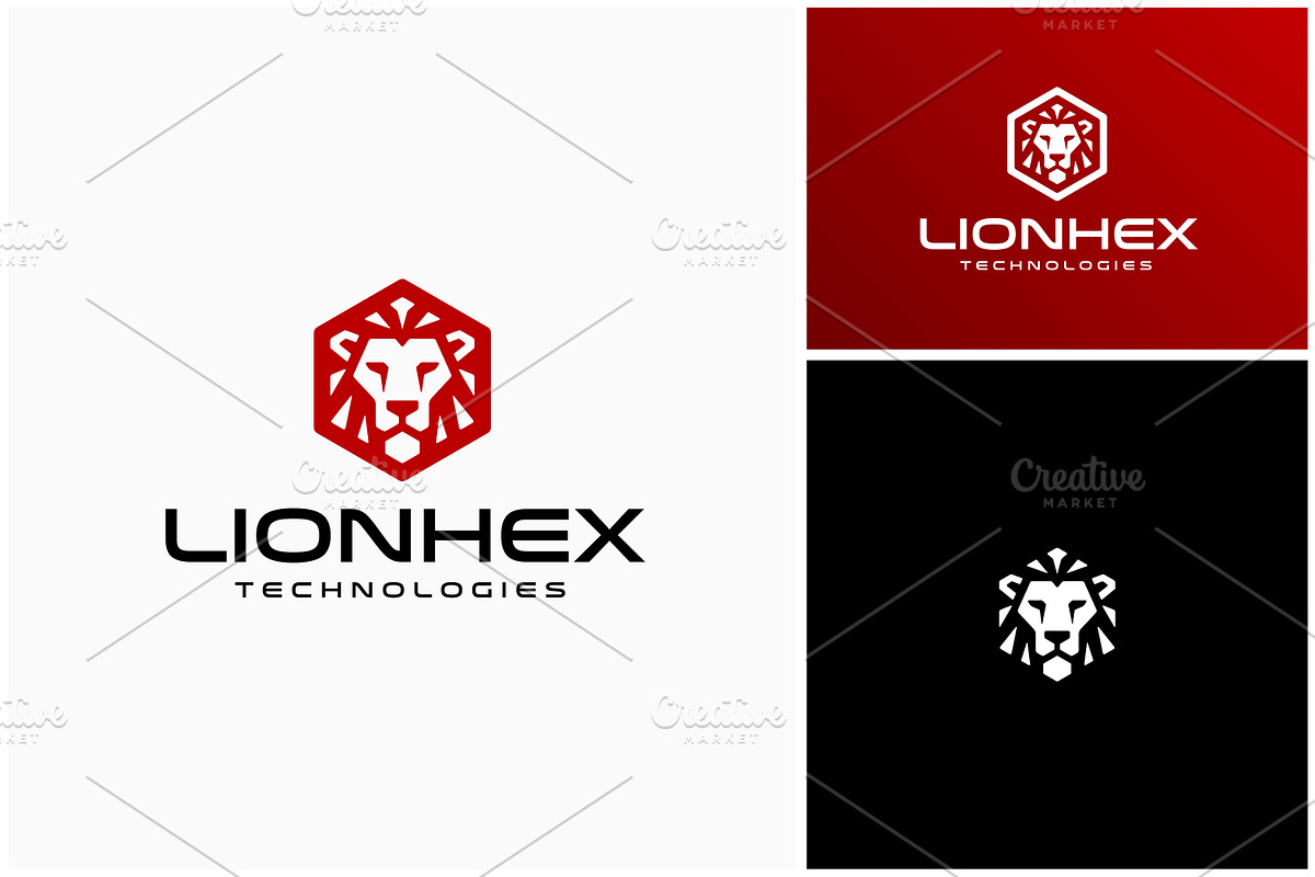 Lion Head Face Hexagon Modern Logo, a Branding & Logo Template by Enola99d