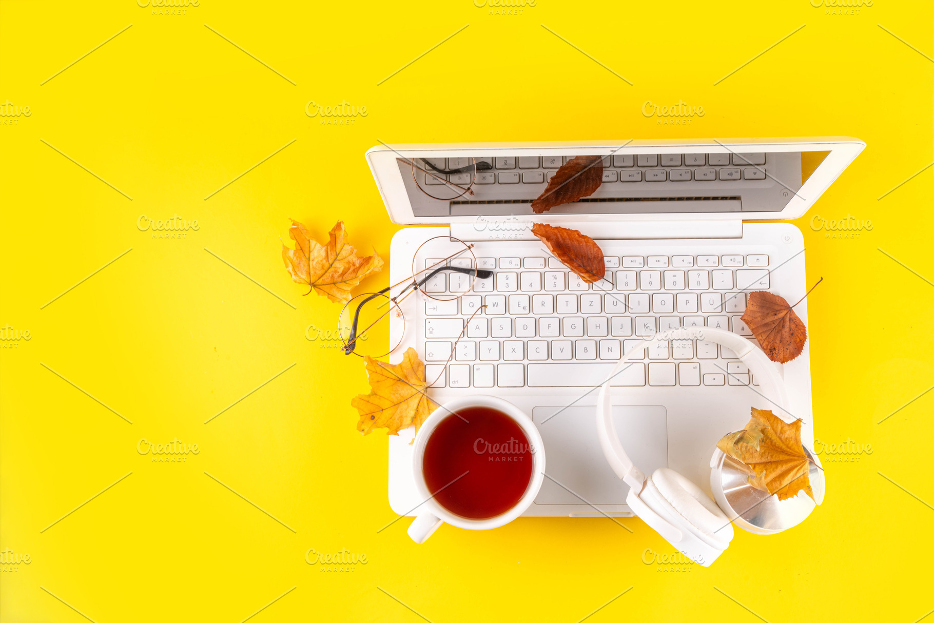 High-colored bright yellow fall seasonal background, a Holiday Photo by Rimma