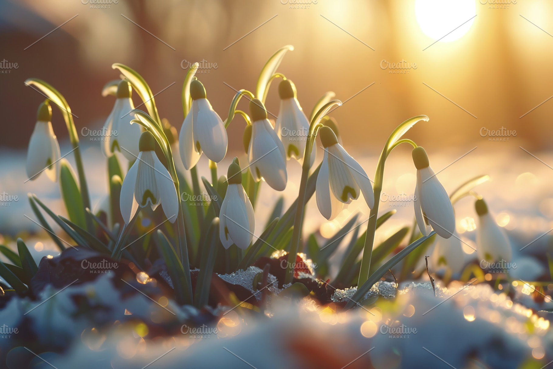 Blooming snowdrop flowers outdoors, a Nature Photo by AlyaAnd