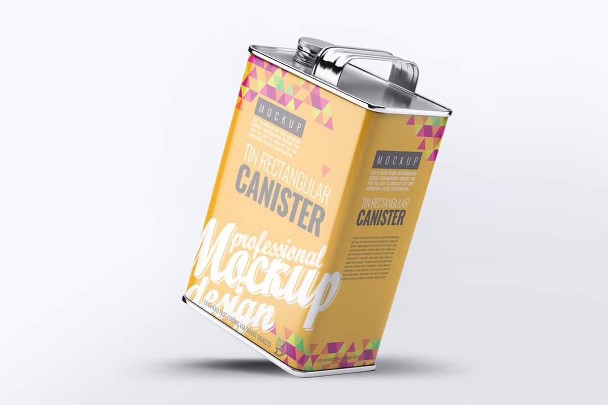 Tin Rectangular Canister Mock-Up, a Packaging Mockup by DesignRushMarket (Photo 8 of 8)