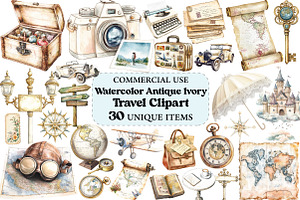 Watercolor Antique Ivory Travel PNG, an Illustration by Craft Nest