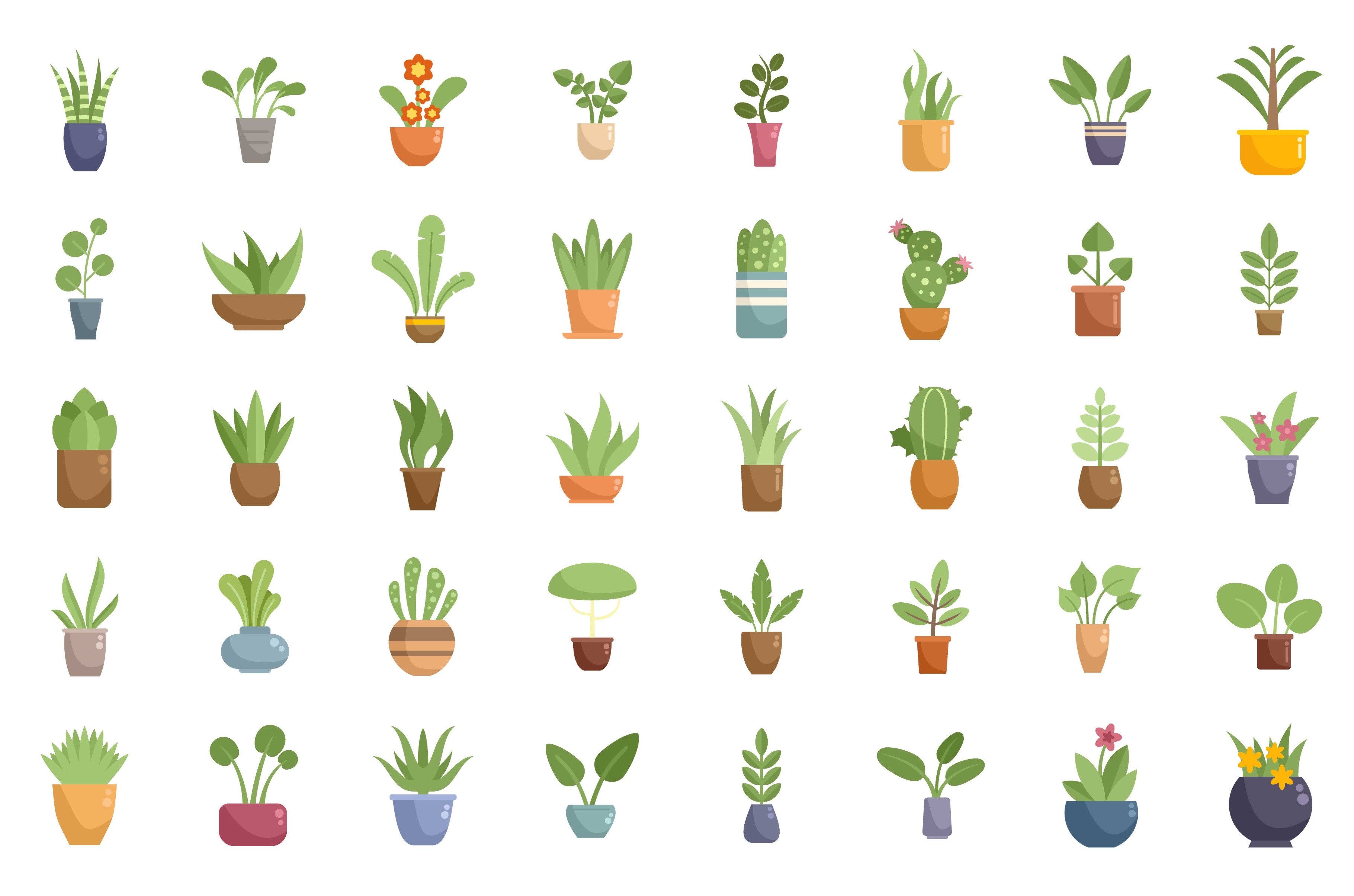 Plants icons set flat vector. Leaf, an Object Illustration by Ylivdesign