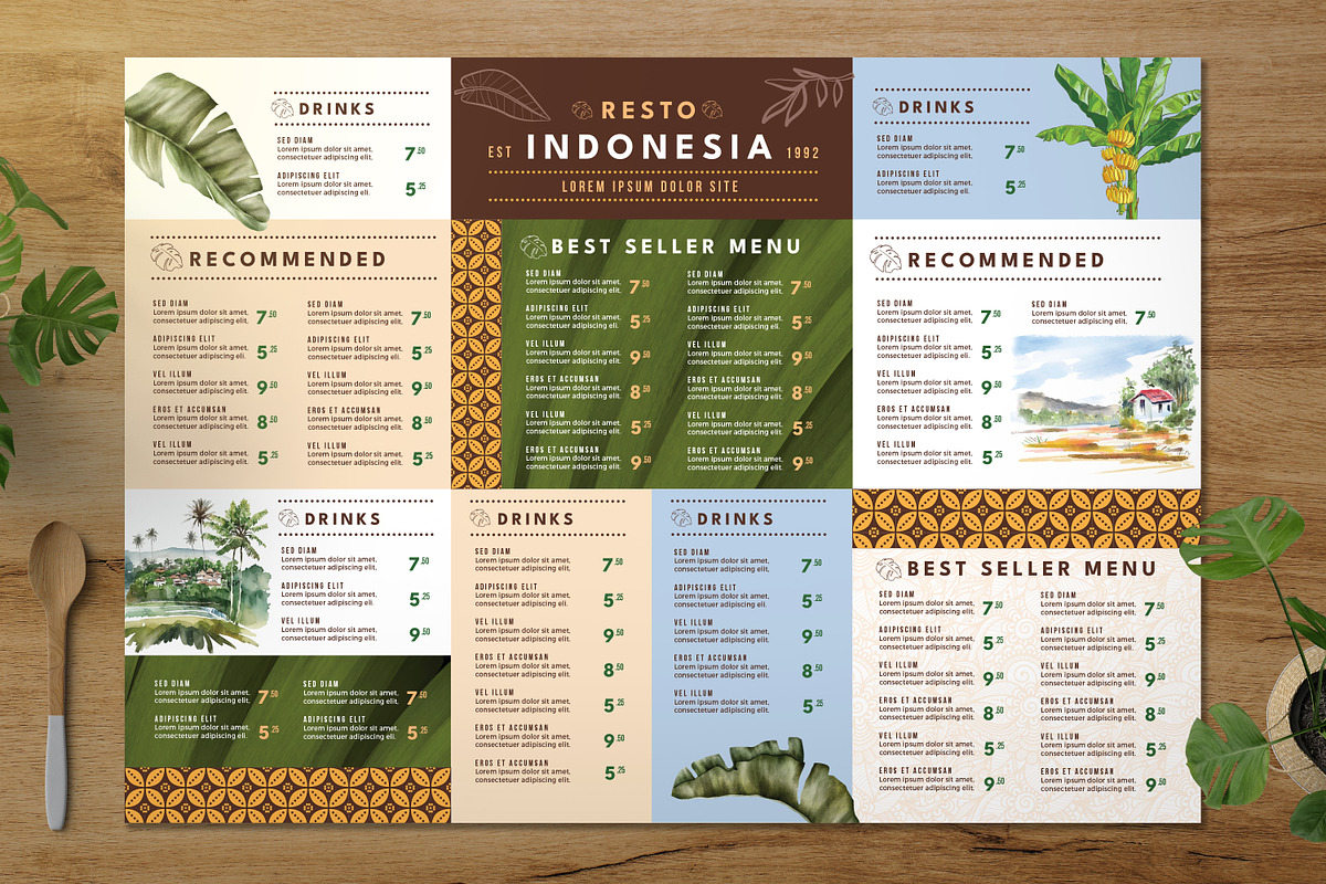 Indonesian Restaurant Menu, a Stationery Template by Aarley Kaiven (Photo 1 of 2)