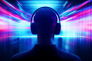 Person with headphones and audio, a Technology Photo by MistyDay