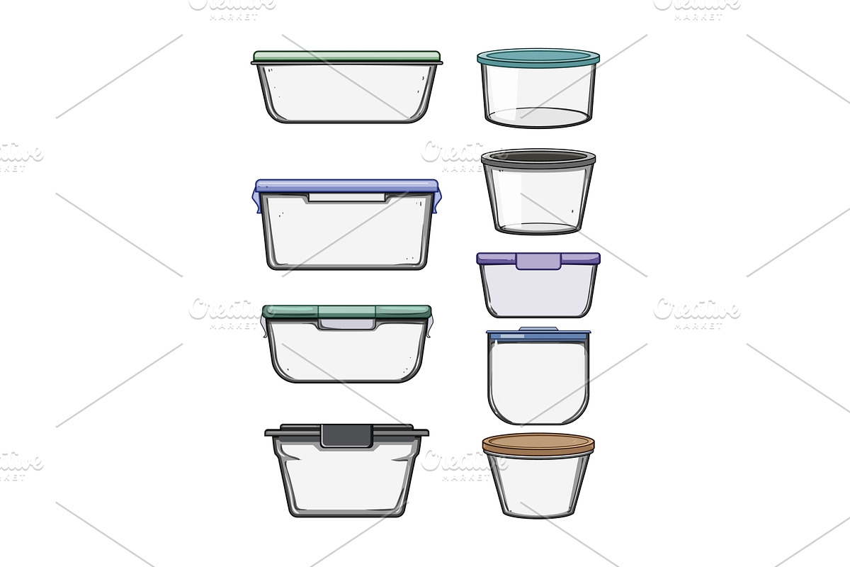 glass food storage container set, an Object Illustration by pikepicture