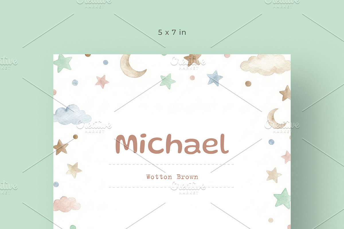Minimal Birth Announcement Card, a Card Template by Filip Studio (Photo 3 of 3)