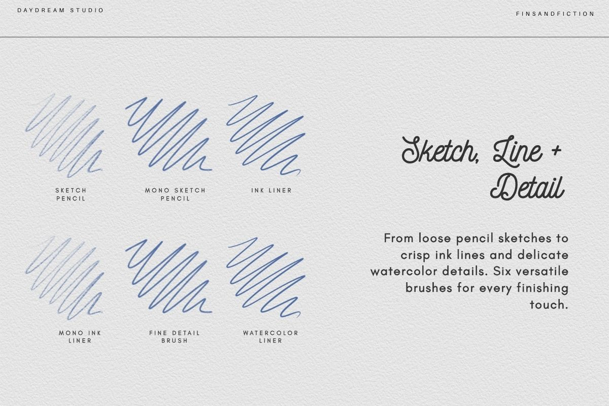Daydream Studio Watercolor Brushes, a Brush Add-On by Fins and Fiction (Photo 10 of 12)