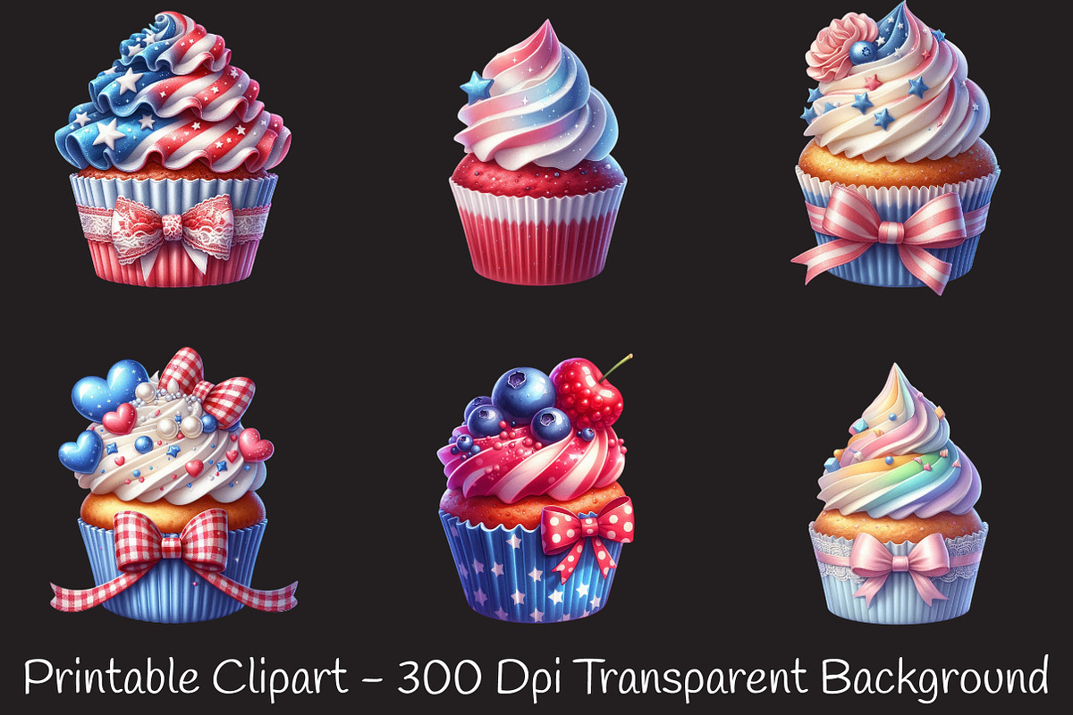 4th Of July Coquette Cupcake Sublima, a Seasonal Illustration by RobertsArt (Photo 5 of 7)
