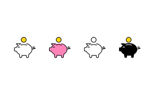 Four piggy banks with different, a Finance Illustration by skripnikbb
