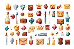 Cartoon treasure adventure stuff, an Object Illustration by Stock-Smart-Start
