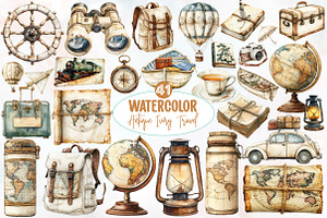 Antique Ivory Travel Clipart, an Illustration by Designworld