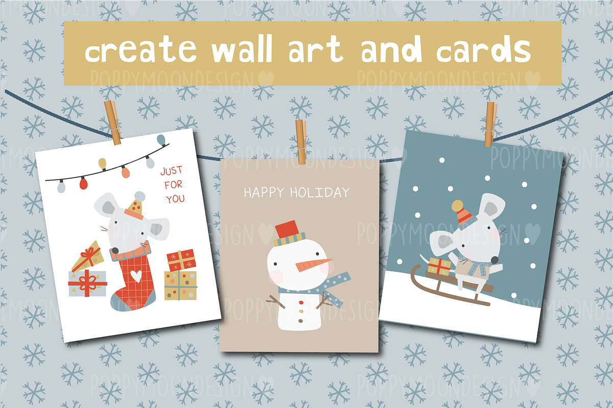 Merry Mice Clipart, an Animal Illustration by Poppymoondesign (Photo 2 of 3)