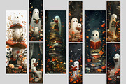Cute Ghosts Reading Bookmarks, a Seasonal Illustration by NadiaTheronArt (Thumbnail 2 of 3)