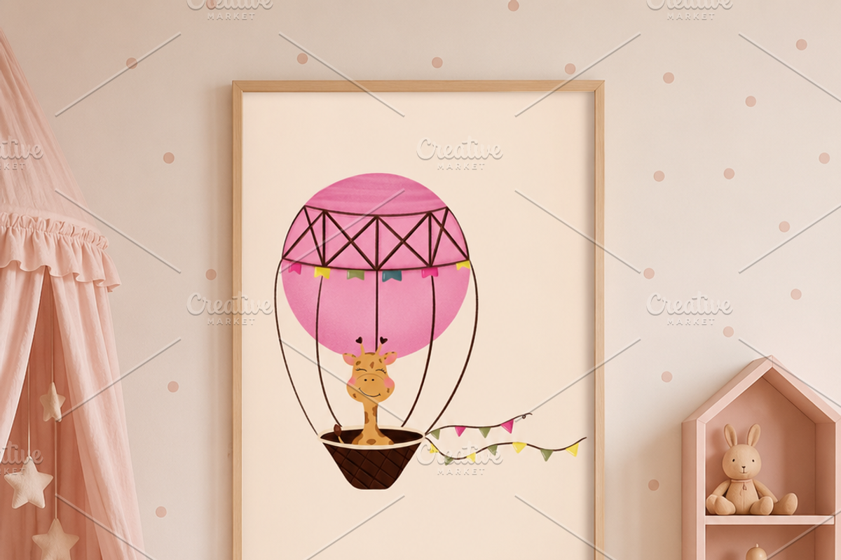 Baby girl nursery digital poster, a Decorative Illustration by Oleksandra Illustrates (Photo 2 of 5)