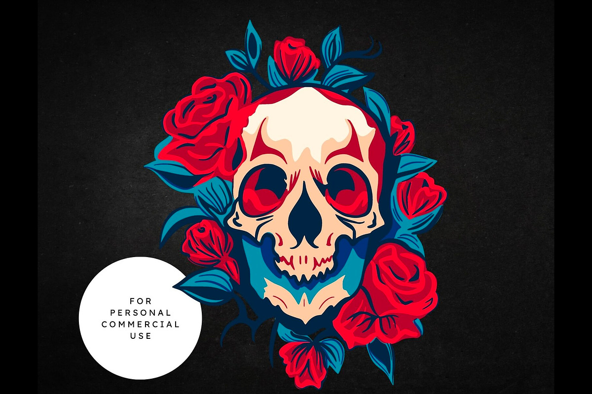Skull and Roses. Skeleton png & svg, an Object Illustration by ClipArtRoom (Photo 5 of 6)