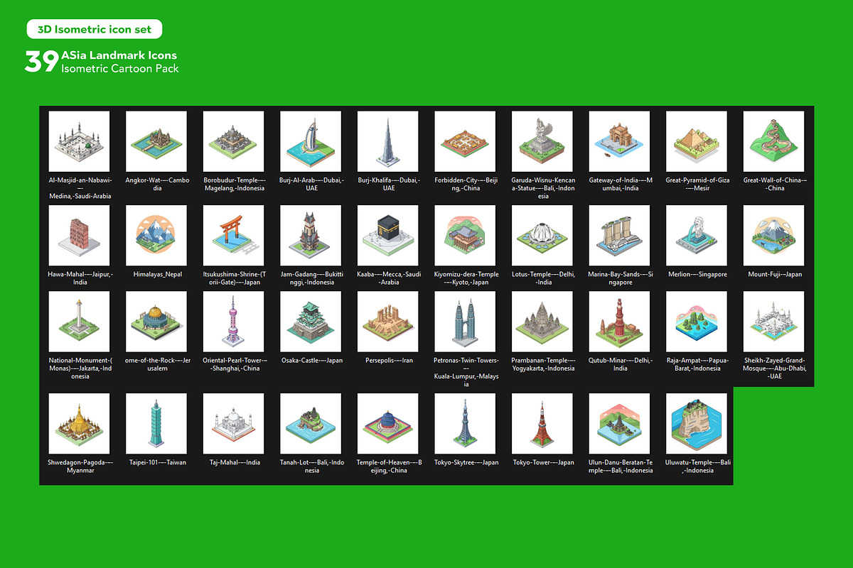 isometric  vector world land mark, an Object Illustration by Mongkees (Photo 5 of 7)