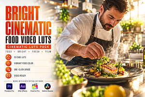Bright Cinematic Food Video LUTs, a Preset Add-On by AAA Presets