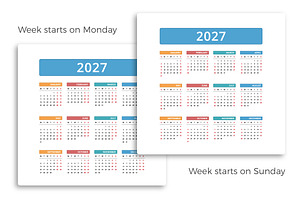 2027 Calendar, a Stationery Template by PixMarket