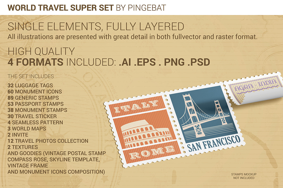 World Travel Super Set, a Texture Illustration by Pingebat (Photo 2 of 16)