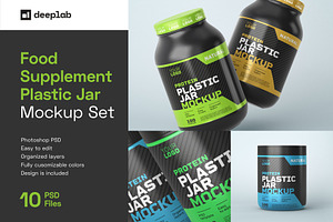 Food Supplement Plastic Jar Mockup