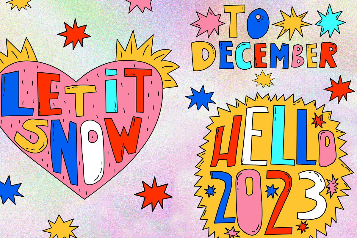 1970 PSYCHEDELIC CHRISTMAS LETTERING, an Illustration by okchizh (Photo 1 of 6)