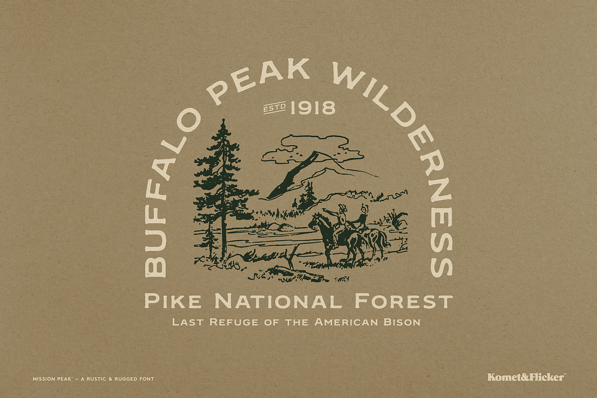 Mission Peak - A Rugged Font, a Serif Font by Komet & Flicker (Photo 4 of 15)