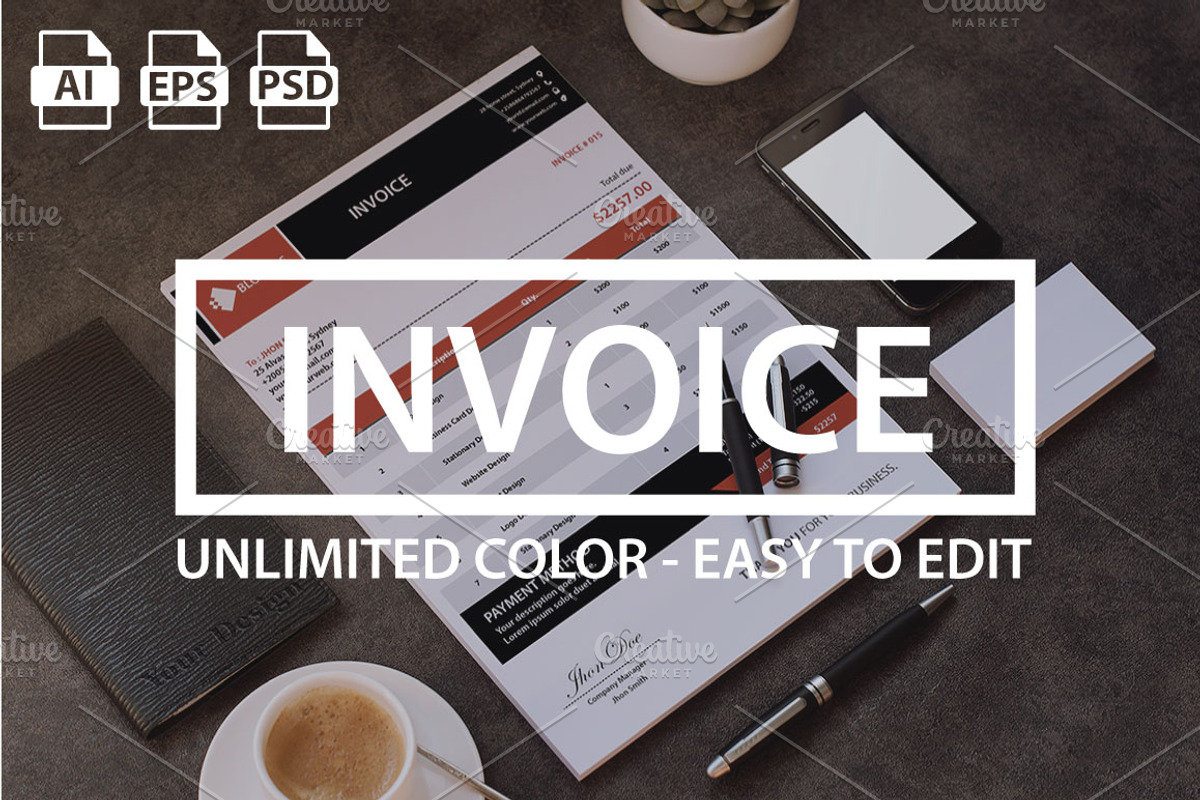 (40% Off) Simple & Clean Invoice, a Stationery Template by Pentaclay (Photo 2 of 5)