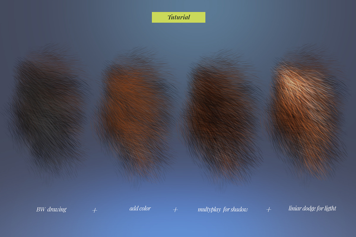 Realistic Fur & Hair Brushes, a Brush Add-On by ZiziMarket (Photo 4 of 7)