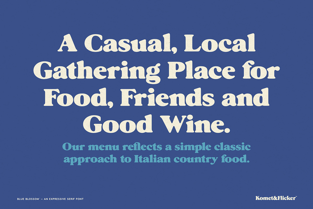 Blue Blossom - An Expressive Font, a Serif Font by Komet & Flicker (Photo 4 of 15)