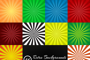 Set of 14 retro ray backgrounds