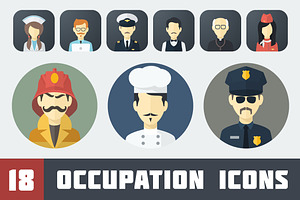 Flat Occupation Icons Set