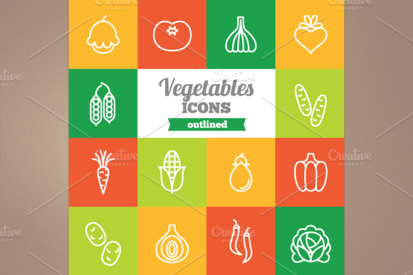Outlined Vegetables Icons