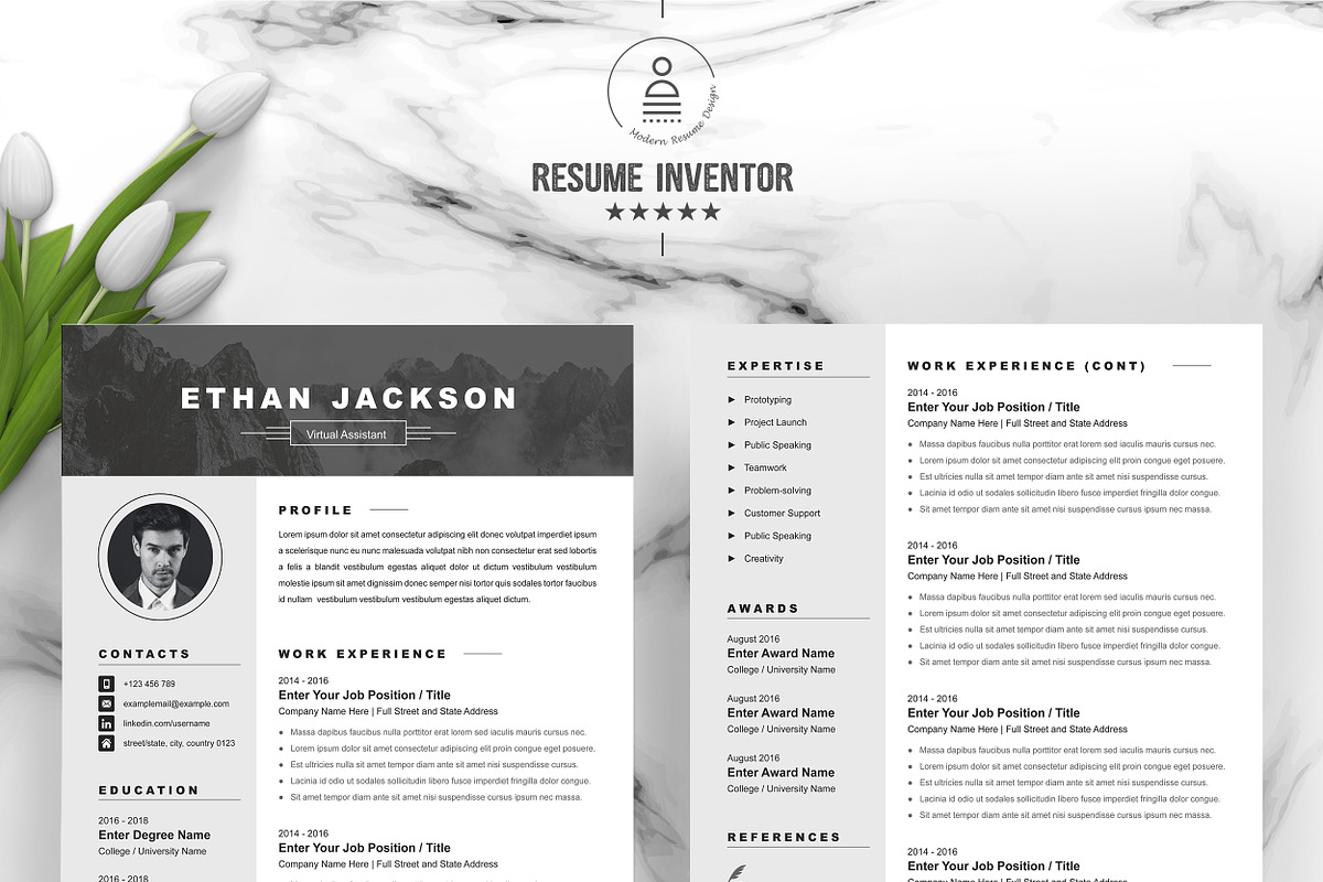 Modern Resume Template Format, a Resume Template by ResumeInventor