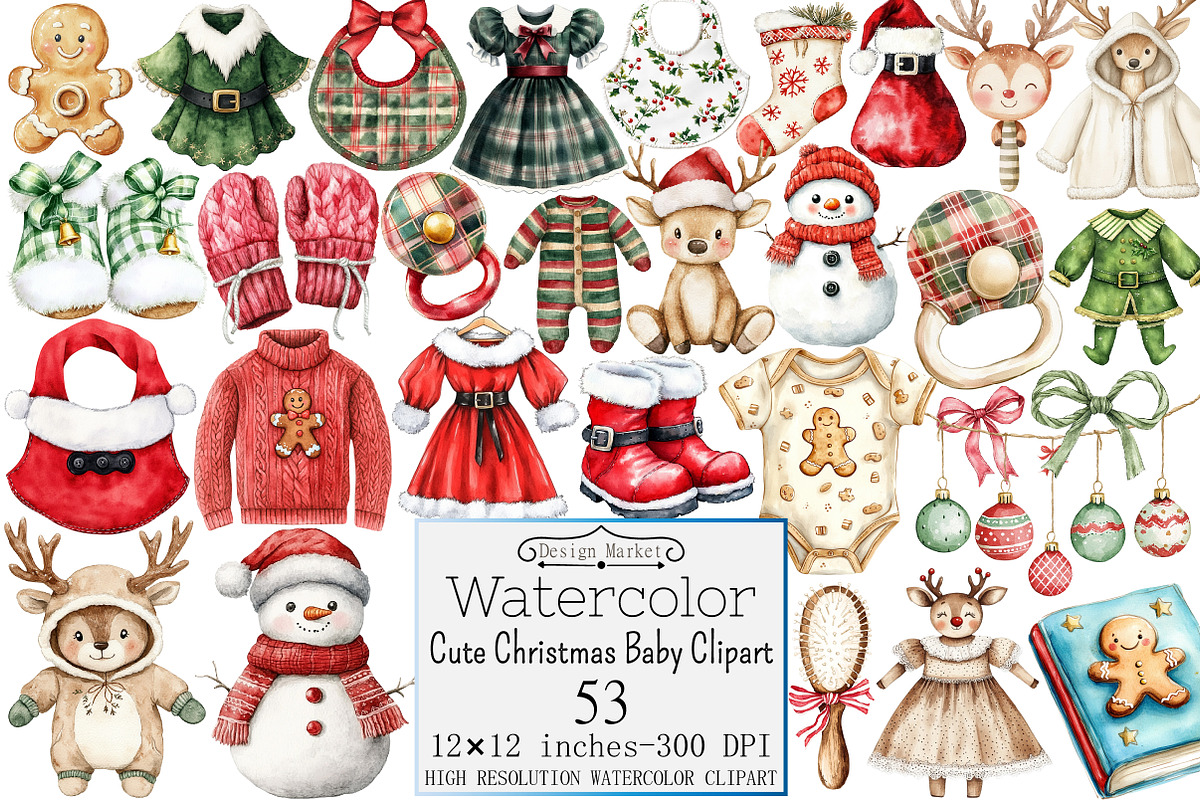 Cute Christmas Baby Clipart, a Seasonal Illustration by Design Market (Photo 1 of 5)
