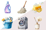 Watercolor Cleaning Clipart, an Illustration by Design Market (Thumbnail 2 of 3)