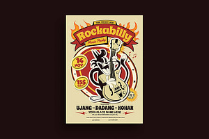 Retro Rockabilly Music Party Flyer, a Flyer Template by megarez