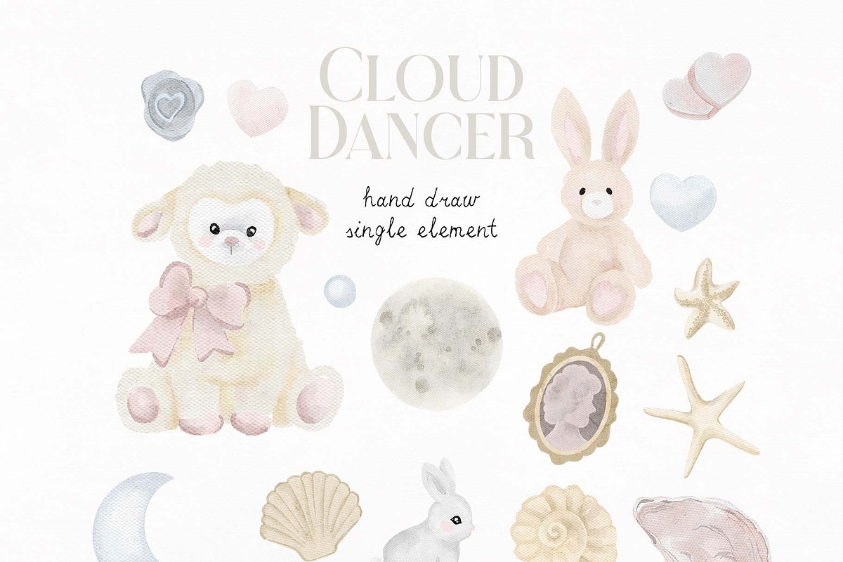 Cloud Dancer. Quirky watercolor., an Object Graphic by ma_i_vi (Photo 8 of 10)