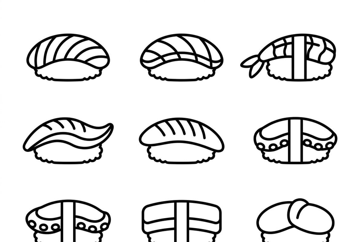 390 Sushi Restaurant Icons, an Outline Icon by adenpinkstore (Photo 6 of 13)