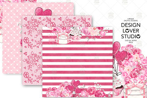 Roses Heart Digital Paper Pack