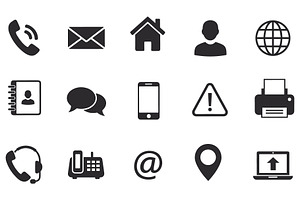 Contact Icons Set | Communication, a Solid Icon by Master Design