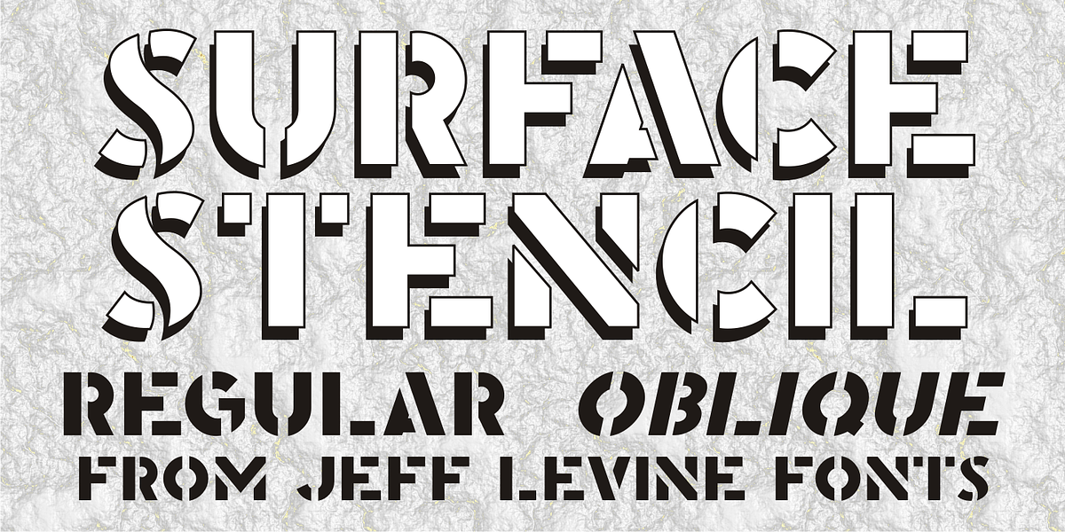 Surface Stencil JNL, a Sans Serif Font by Jeff Levine Fonts