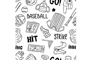 Baseball seamless pattern. Sport, a Sport Illustration by Valerie Bodnar