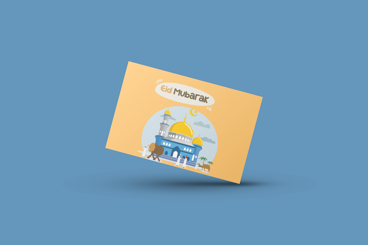 Printable Eid Mubarak Greeting Card, a Card Template by DesignTreasureID (Photo 3 of 8)