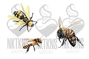 Watercolor Clipart Bee Art BumbleBee, an Animal Illustration by NKTKNS (Thumbnail 2 of 6)